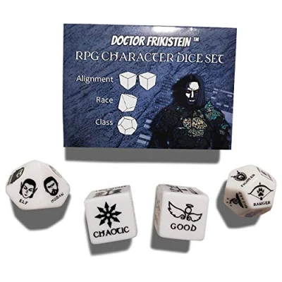 Immagine di RPG Character Dice Set 4 dadi da 25 mm per la creazione del personaggio COMPATIBILE con D&amp;D, Pathfinder e giochi di ruolo fantasia.