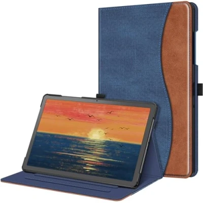 Immagine di FINTIE Custodia per Samsung Galaxy Tab A9+ 11 Pollici 2023, [Multi angli] Slim Fit Stand Cover Case con Tasca Auto Sveglia/Sonno A9 Plus (SM X210/X216/X218), Blu/Marrone