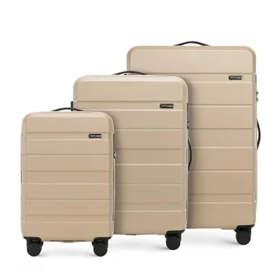 Immagine di WITTCHEN KOMODO Line Set di valigie Valigia da viaggio Bagaglio rigido in ABS Lucchetto TSA Taglia (S+M+L) Beige