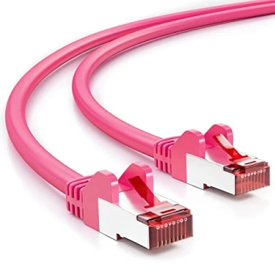 Immagine di deleyCON 5m Cavo Patch CAT6 S/FTP PIMF Schermatura CAT 6 RJ45 di Rete Ethernet LAN Router DSL Switch Modem Magenta