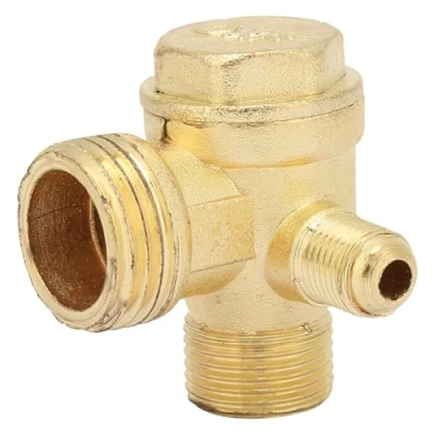 Immagine di Valvola di Ritegno Compressore,Accessorio Pneumatico con in Ottone a 3 Vie, Compressore d&#039;aria Piccola Pompa Ad Aria Pistone Accessori Linea Retta