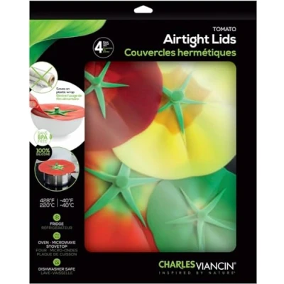 Immagine di Charles Viancin Confezione Regalo Coperchio Pomodoro Set 4 Coperchi in Silicone per Conservare e Cuocere i Cibi 28 cm/23 cm/20 cm/15 cm Sigilla Qualunque Superficie con Bordo Liscio