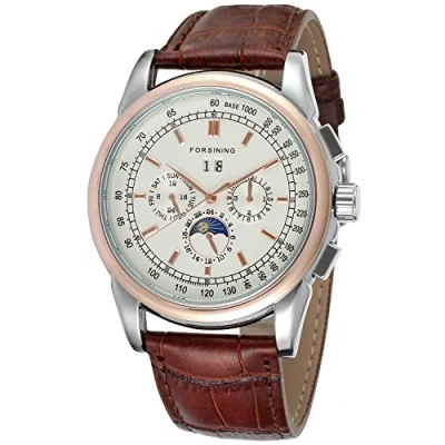 Immagine di Forsining cinturino in pelle da uomo High End automatico fase lunare analogico Collection orologio polso FSG319 M3T1