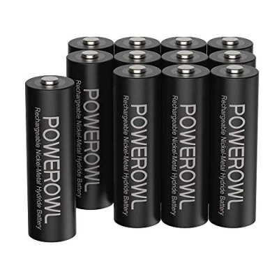 Immagine di Batterie AA Stilo POWEROWL 2800mAh ad Alta Capacità 1,2V Ricaricabili NI MH Diametro 14.4mm a Basso Consumo (12 pezzi, ricaricabile circa 1200 volte)