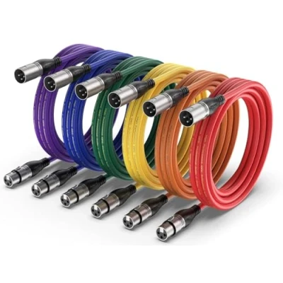 Immagine di NUOSIYA 3M Cavo XLR Bilanciato 6 colori,Professionale microfono maschio a femmina 3 pin, per registratore da studio, microfono, sistema di altoparlanti