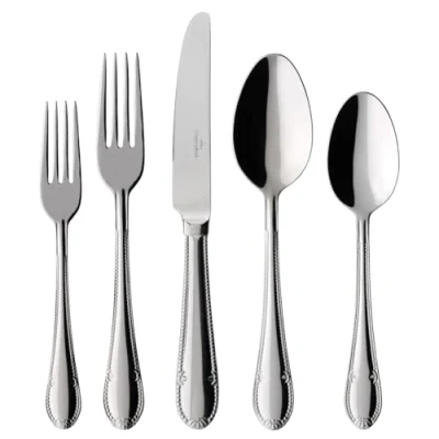 Immagine di Villeroy &amp; Boch Mademoiselle Set di Posate 30 Pz. Pezzi Argento,Platino, Lavabile in Lavastoviglie, 6 Persone, Forchette, Coltelli, Cucchiaio, Acciaio Inossidabile