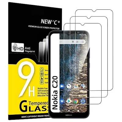 Immagine di NEW&#039;C 3 Pezzi, Vetro Temperato per Nokia C20, Pellicola Prottetiva, Senza Bolle, Durezza 9H, 0,33mm Ultra Trasparente, Resistente.