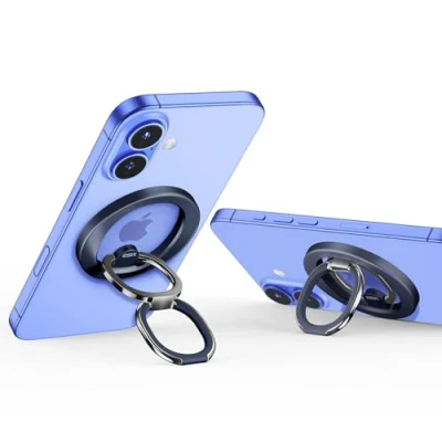 Immagine di ESR HaloLock Magnetico Anello per Cellulare, magsafe Compatibile con iPhone Serie 15/14/13/12, Supporto Regolabile, Presa Confortevole, Titanio Blu