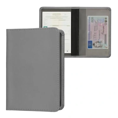 Immagine di kwmobile Custodia in pelle PU per Libretto Circolazione Auto Cover Portalibretto con Scomparti Tessere Patente Foderina Porta Documenti antracite