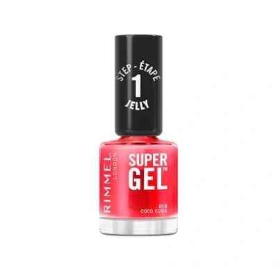 Immagine di Rimmel Super Gel Jelly Gloss, 010 Coco Suga, Smalto a lunga tenuta, Applicazione facile, Manicure effetto gel, Resistente alle scheggiature, Formula clean, 12 ml