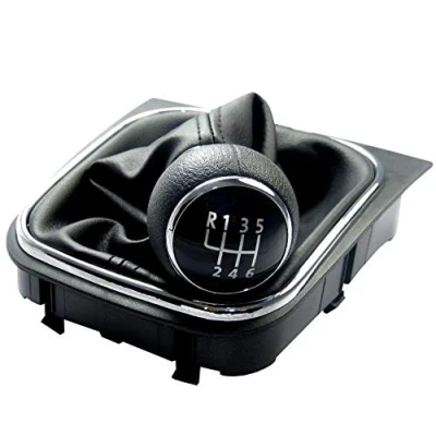 Immagine di L&amp;P A256 Sacco leva del cambio con Cucitura nero + pomello 6 marce telaio cornice quadro di similpelle 12mm, commutazione Set Completo plug play pezzo ricambio