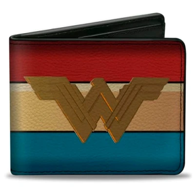 Immagine di Buckle Down Portafogli Bifold Wonder Woman Due Pieghe, Multicolore, 4.0&quot; x 3.5&quot; Uomo