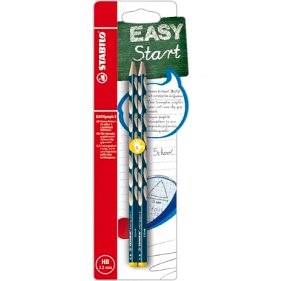 Immagine di Matita Ergonomica triangolare Sottile STABILO EASYgraph S per Mancini in Petrolio Pack da 2 Gradazione HB