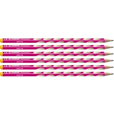 Immagine di Matita Ergonomica triangolare Sottile STABILO EASYgraph S per Mancini in Rosa Confezione da 6 Gradazione HB