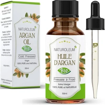 Immagine di Olio di argan puro spremuto a freddo, certificato biologico anti invecchiamento, naturalmente idratante per viso, pelle, capelli, unghie e corpo. (50 ml)