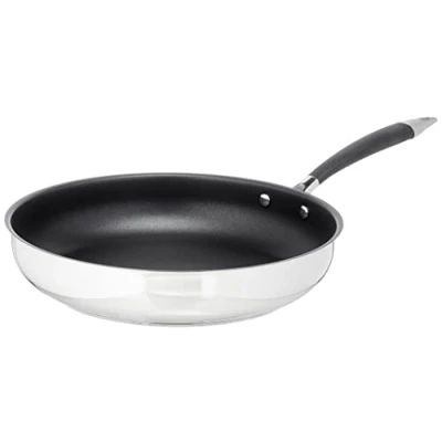 Immagine di Amazon Basics Padella da frittura in acciaio INOX, con rivestimento antiaderente, 28 cm, Nero