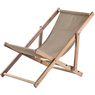 Immagine di KADAX Sedia a Sdraio Pieghevole in Legno Massello di Faggio, Regolabile per il Relax al Mare, sul Balcone, Terrazza e nel Giardino (Beige)