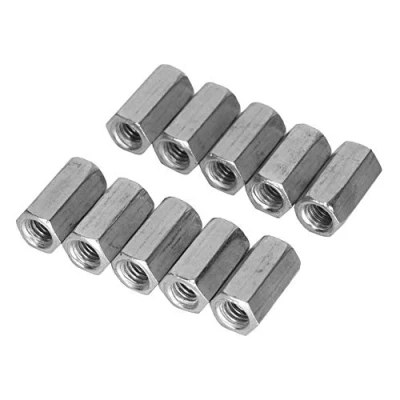 Immagine di M6 Dado esagonale Lungo a barretta lunga d&#039;accoppiamento Filettatura femmina Raccordo dritto Esagono incassato Barra filettata Stelo zincato 10 pz(M6*18)