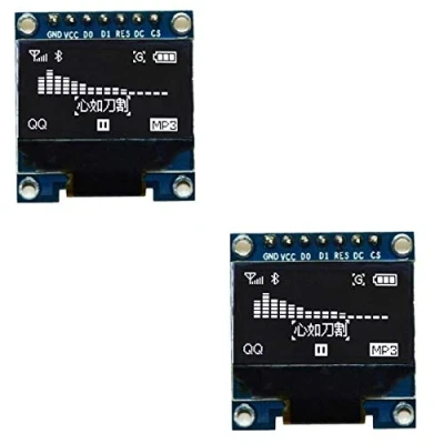 Immagine di Fasizi 2Pcs 7Pin 0,96 Pollici OLED Display 12864 SPI IIC Modulo Schermo LCD seriale per Arduino Carattere Bianco