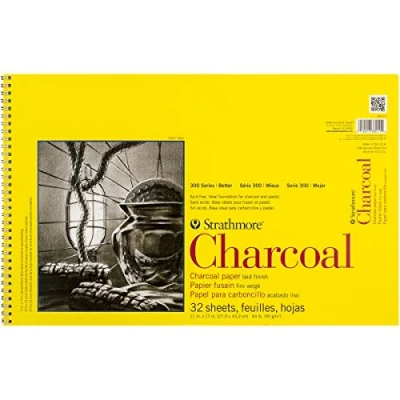 Immagine di Strathmore 300 Series Charcoal Blocco di Carta a Spirale Carbone 28 x 43 cm, 32 Fogli, Multicolore, 11x17, unità