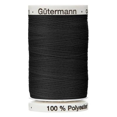 Immagine di Gutermann, rocchetto di filo da cucito qualità, colore nero 000, resistente, per cuciture, bottoni, tessuto denim, tappezzeria, in poliestere, 1 spoletta 30 m