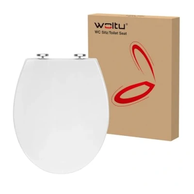 Immagine di WOLTU Copriwater Sedile WC Universale Coperchio con Chiusura Ammortizzata Soft Close Toilet Seat Bagno in Plastica Antibatterico Bianco WS2586