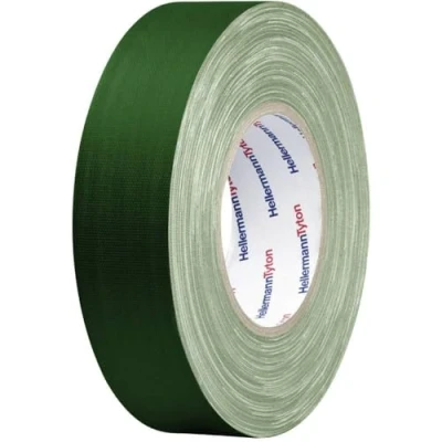 Immagine di Nastro telato HelaTape TEX (L x L) 10 m 19 mm Verde Tessuto in cotone e poliestere HTAPE GN 19X10 HellermannTyton Contenuto: 1 pz.