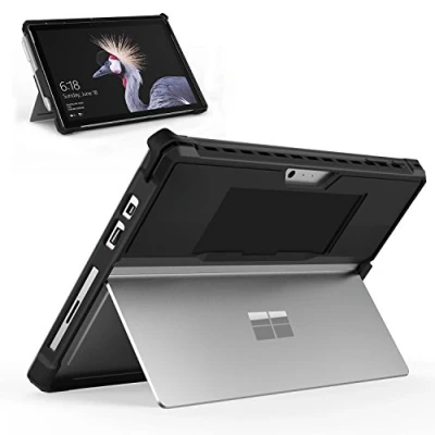 Immagine di MoKo New Microsoft Surface PRO 7 / 2017 Case, Custodia Prottetiva Cover Rigida con Porta Penna &amp; Cintura Mano,Compatibile Type Keyboard per LTE/PRO 6 4, Nero