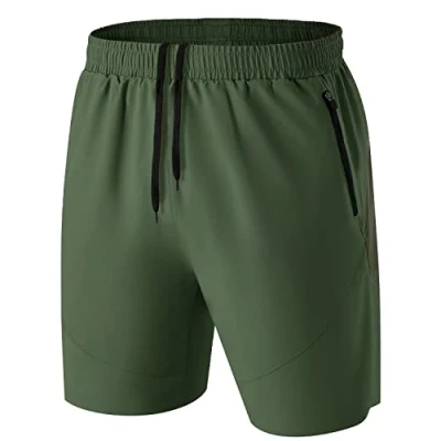Immagine di HMIYA Pantaloncini Running Uomo Leggero Sportivi Shorts Asciugatura Veloce Palestra Corsa Calzoncini con Tasca Cerniera(Verde Militare,EU L/US M)