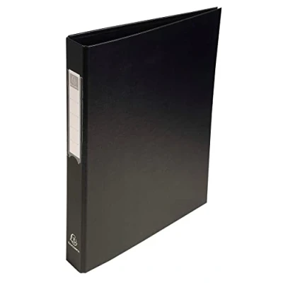 Immagine di Exacompta 51381E Conf. da 10 Raccoglitori Foderati Polipropilene 4 Anelli Tondi 25 mm in Terza di Copertina Dorso 40 F.to Esterno 25.5x32 cm per A4 Colore Nero