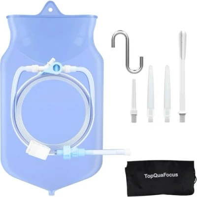 Immagine di TopQuaFocus 2L Kit di Sacca per clistere grande la pulizia del colon in silicone riutilizzabile Tubo lungo 6,5 piedi trasparente clisteri le donne