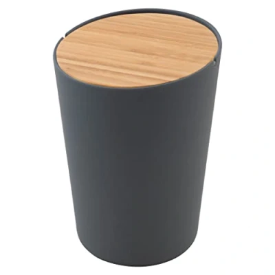 Immagine di Point Virgule Pattumiera da tavolo con coperchio e grande apertura di riempimento, biometrica cucina, piccola, grigio scuro, 3 l