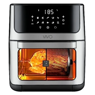 Immagine di CLASSE ITALY Friggitrice ad Aria Calda 12 Litri, 4 in 1, Forno Essiccatore Girarrosto, 10 Programmi, Display Touch, Tempo Cottura e Temperatura Regolabili, senza BPA PFOA, 1800W