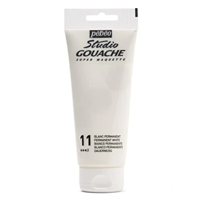 Immagine di Pébéo Studio Gouache 100 ml Pittura Professionale, Colore a Guazzo, Tempere per Paint dai Colori Opachi e Pigmentati Bianco Permanente