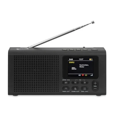 Immagine di Dynavox DBT200 radio digitale DAB+/FM, ideale come da cucina, bagno, per ufficio, officina, sveglia, BT, display TFT, funzionamento a rete o batteria, connettore cuffie