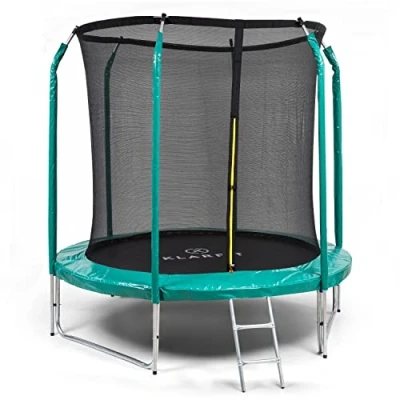 Immagine di Klarfit Tappeto Elastico Bambini da Giardino, Trampolino Esterno, Con Copertura Pioggia, Protezione UV, Scaletta, Rete Protezione, Saltarello 250cm