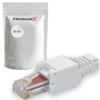 Immagine di Premium X 20 connettori di rete CAT 6 RJ45 CAT6 CAT5e adattatore frizione per cavo posa interno LAN spina senza attrezzi