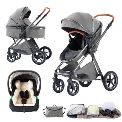 Immagine di BEBBY passeggino trio, combinazione 3 in 1 cittadino con portatile neonato pieghevole di lusso ad alta vista