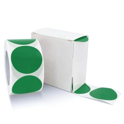 Immagine di Adesivi rotondi da 25 mm, colore verde, autoadesivi, piccoli punti adesivi, etichette per codificare i colori, rimovibili, resistenti alle intemperie, con scatola dispenser, 500 pezzi