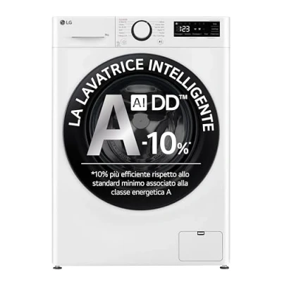 Immagine di LG AI DD F2R3S08NSWB Lavatrice Slim a Carica Frontale 8kg Serie R3, Classe A, 1200 giri, Lavaggio Vapore, Wash, Motore Inverter Direct Drive, Smart Diagnosis, Libera installazione, Bianca