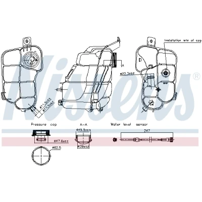 Immagine di NISSENS 996318 Vaschetta Radiatore 1,2 con calotta/coperchio, sensore VOLVO: XC70 I Cross Country, II Station Wagon