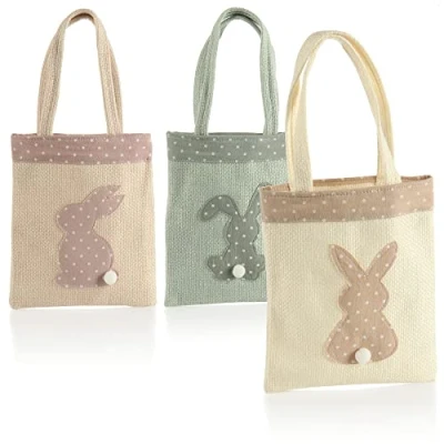 Immagine di com four® 3X Buste Regalo per Pasqua con Coniglietto Pasquale da Regalare Simpatiche Motivo (3 Pezzi Borsa 3 Colori)