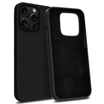 Immagine di MyGadget Cover per iPhone 15 Pro Custodia Antiurto in Silicone Morbido Case con 3 Strati TPU Ultra Resistente Protezione Antigraffio Nero