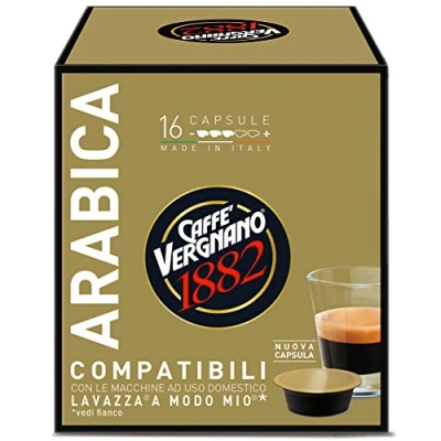 Immagine di Caffè Vergnano 1882 capsule Compatibili Lavazza A Modo Mio, Arabica 8 confezioni da 16 (totale 128)