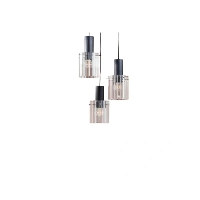 Immagine di Lucande lampada a sospensione Eirian, Ø 40 cm, 3 luci, nero, vetro