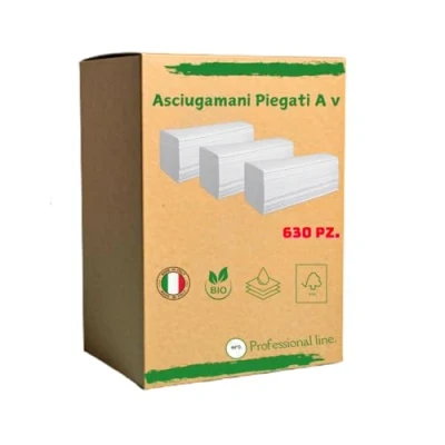 Immagine di 630 Asciugamani di Carta Monouso Piegati a V 100% Cellulosa Soft &amp; Resistenti Perfetti per Dispenser Confezione Economica