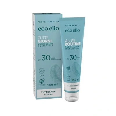 Immagine di eco elio crema solare sostenibile SPF 30 150ml &quot;Tutti giorni&quot; senza octocrylene e microplastiche I viso protezione no cosmetici profumo