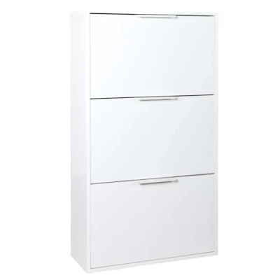 Immagine di Composad Scarpiera della Linea ESPRESSO Doppia Profondità, con 3 Ribalte, Salvaspazio, Ingresso, Ripostiglio, Portascarpe, (LxAxP) 65x119,5x25 cm, Colore Bianco Laccato, Made in Italy