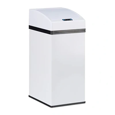 Immagine di Relaxdays Pattumiera con sensore Coperchio Automatico Secchio Interno, Bianco, HLP: 35 x 15 20 cm