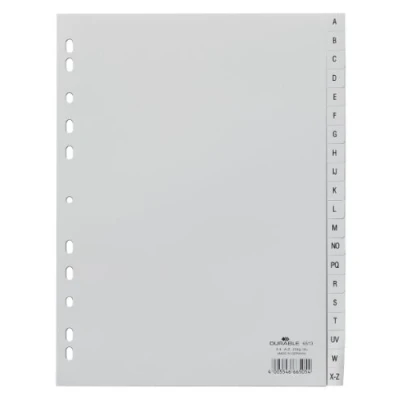 Immagine di Durable 651310 Divisorio con tasti prestampati A Z, f.to A4 verticale, 20 tasti, foratura universale, grigio, Pezzi